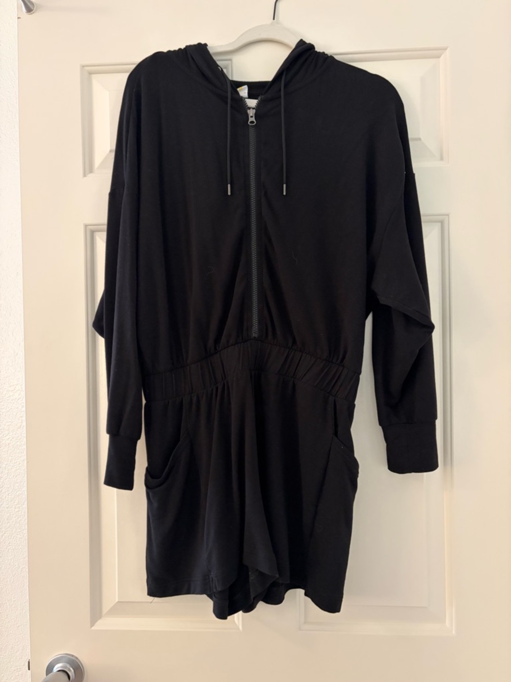 Old Navy Black Hooded Zip-Front Romper